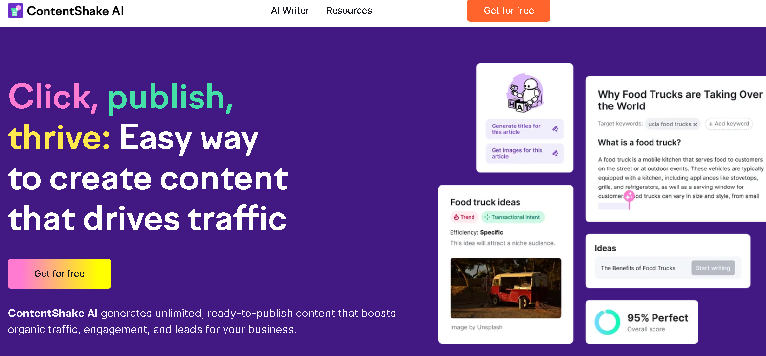 ContentShake AI generates unlimited, ready-to-publish content that boosts organic traffic, engagement, and leads for your business.