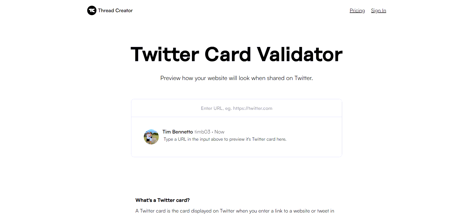 ThreadCreator - Twitter Card Validator