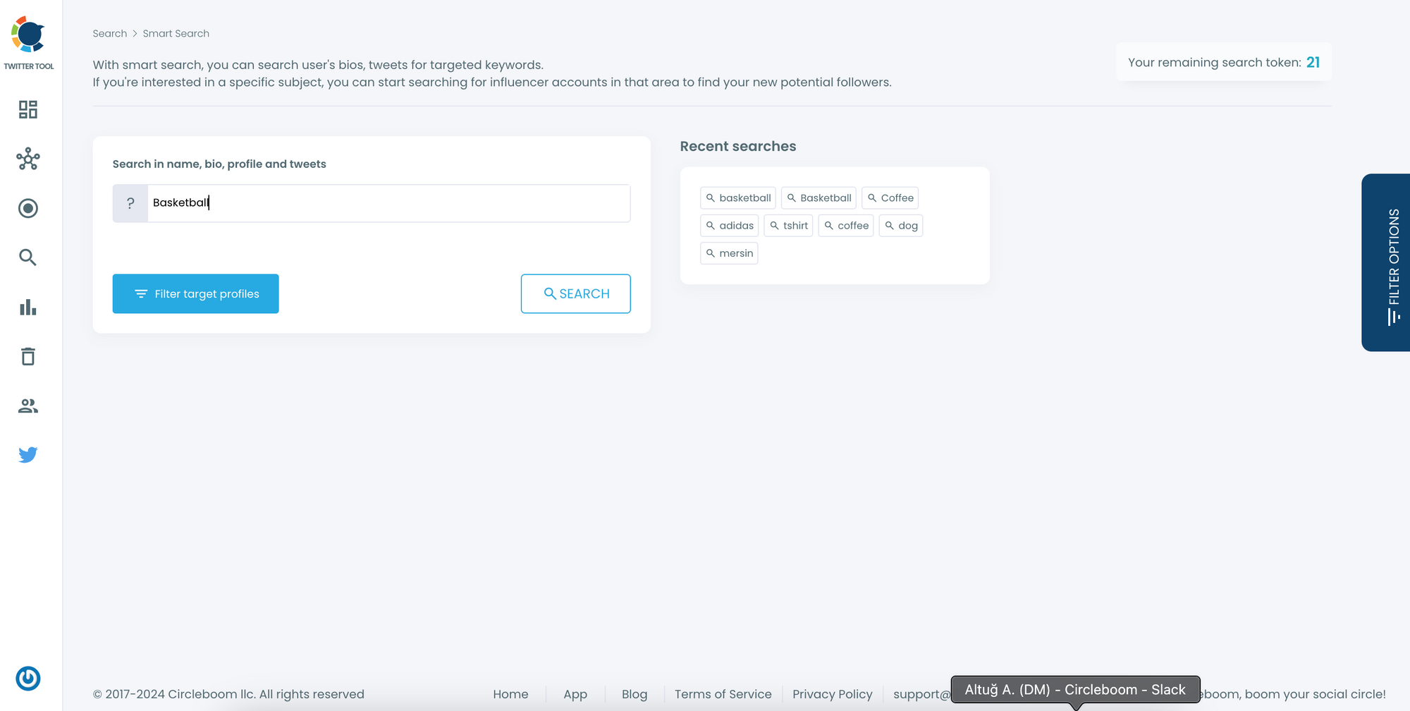 Pick the keywords and engagement levels for influencer search.