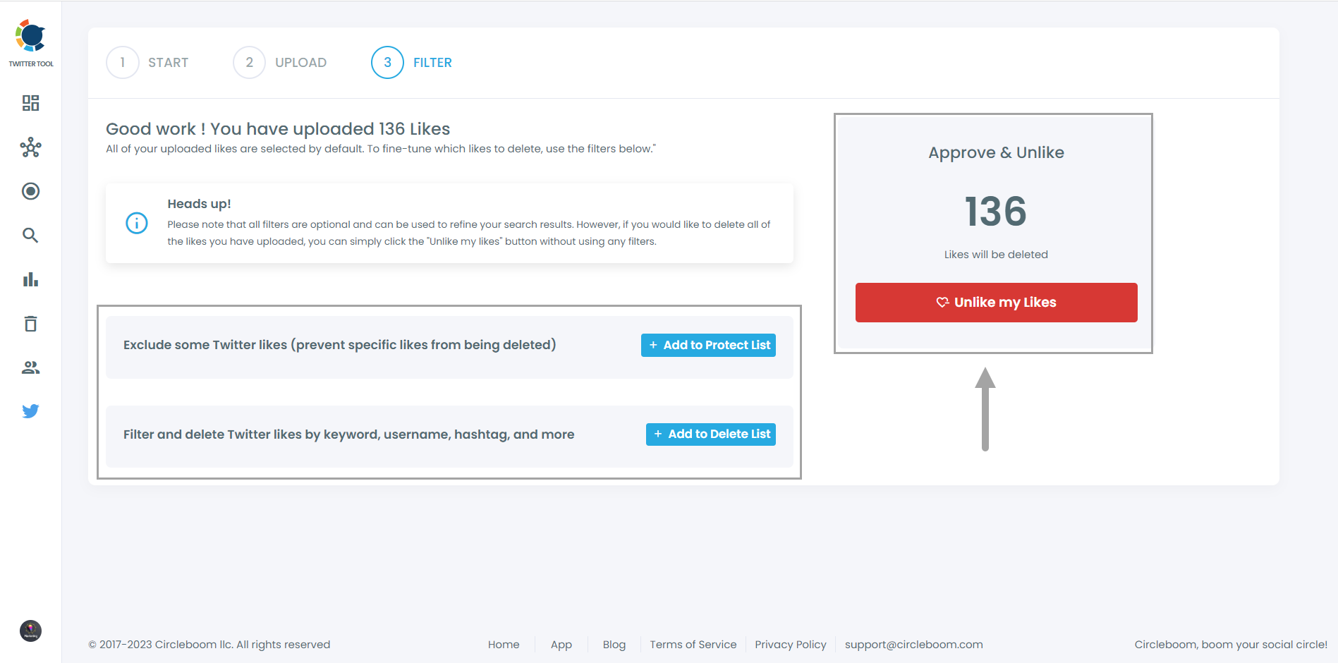 Delete all liked tweets safely and easily with Circleboom