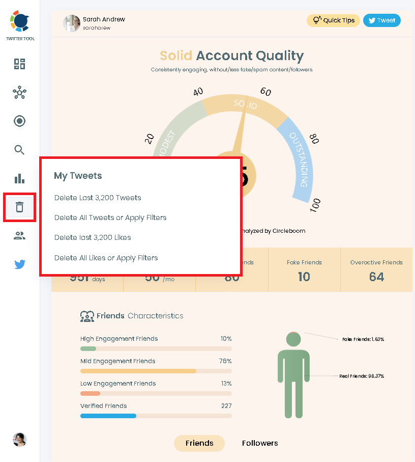 Delete tweets in bulk without losing the top ones with Circleboom.