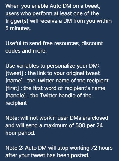 Specifics about automated DMs