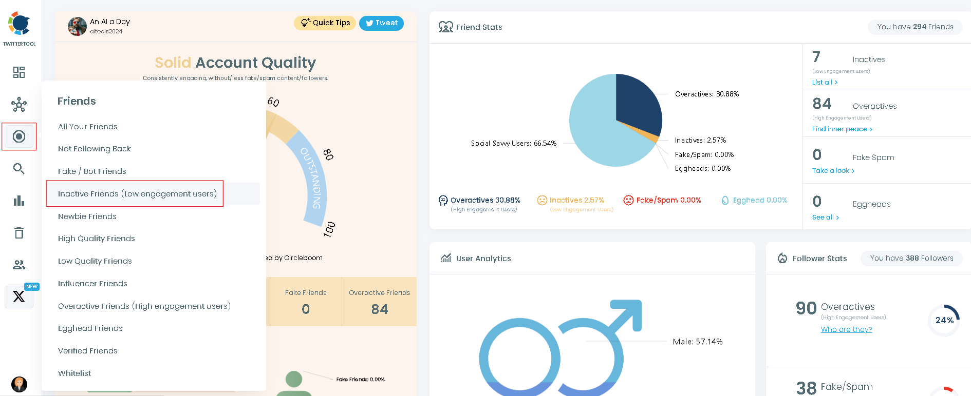 Detect inactive Twitter users and bulk unfollow them