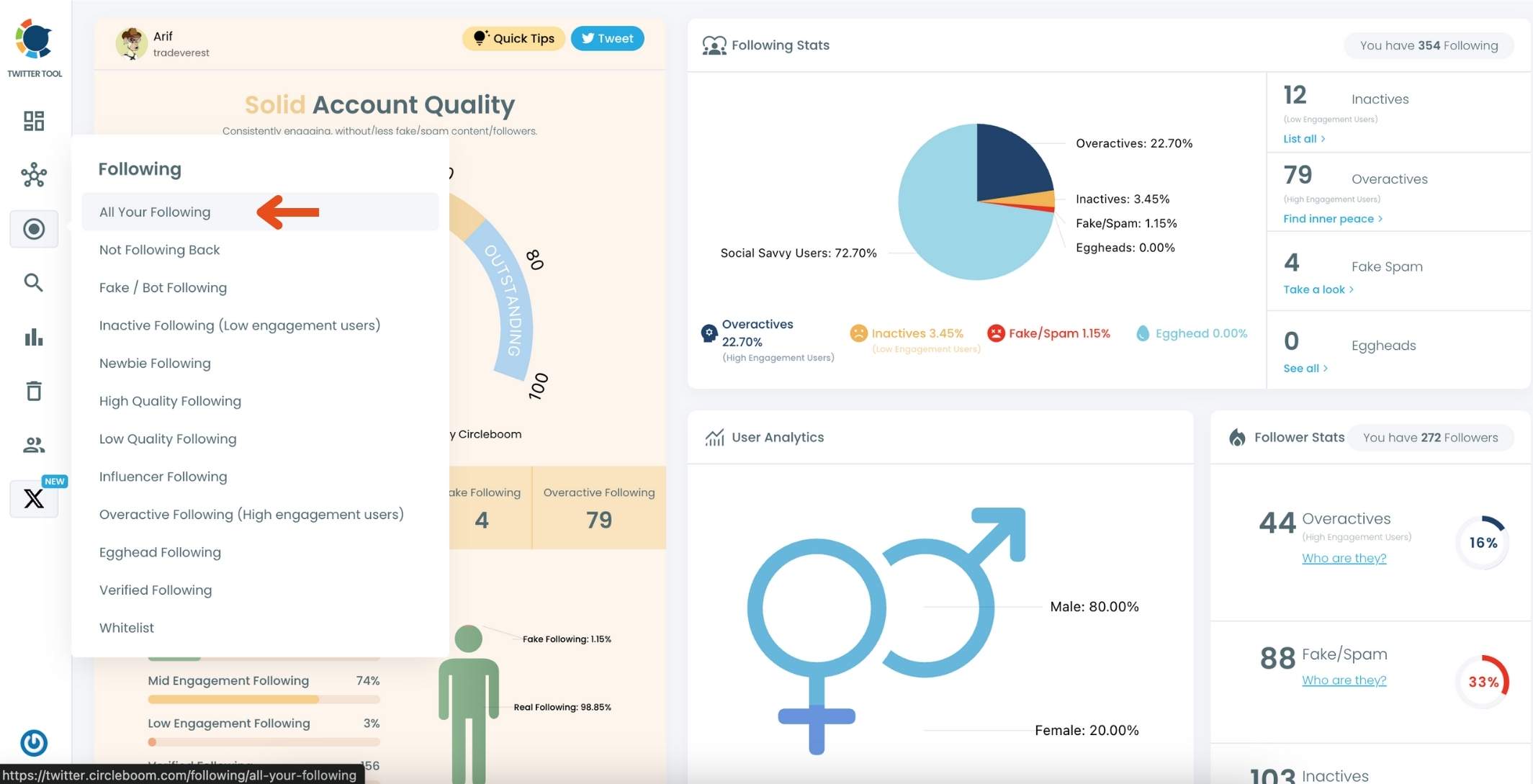 Circleboom Twitter dashboard