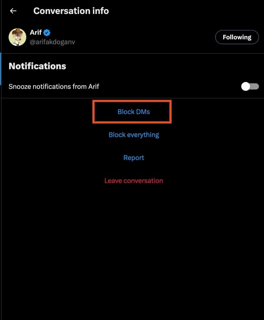 Block Direct Messages on Twitter