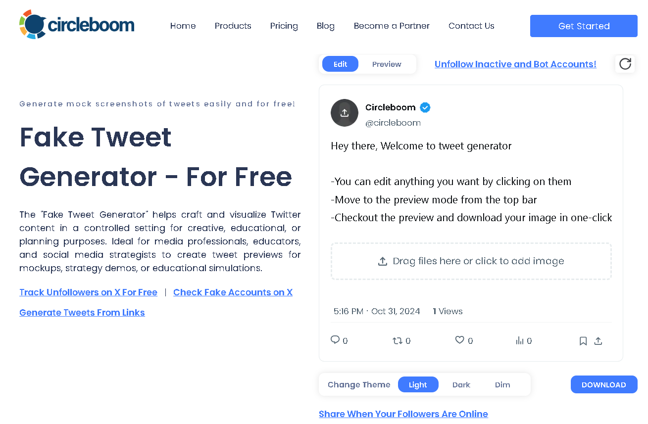 Fake Tweet generator of Circleboom