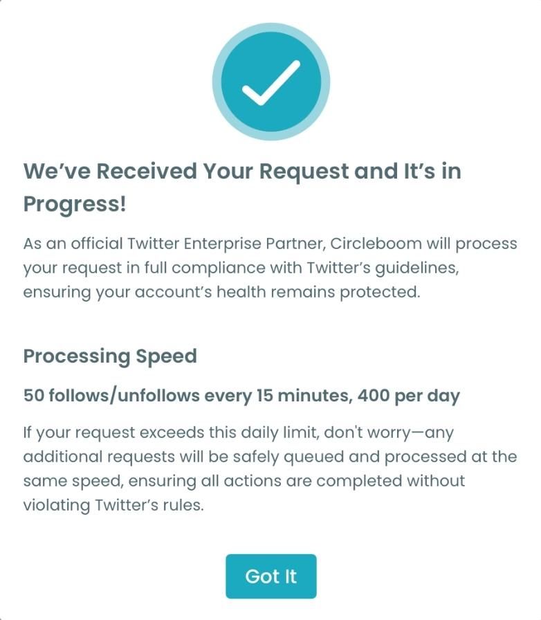 Circleboom Twitter - Follow Request Processing Speed