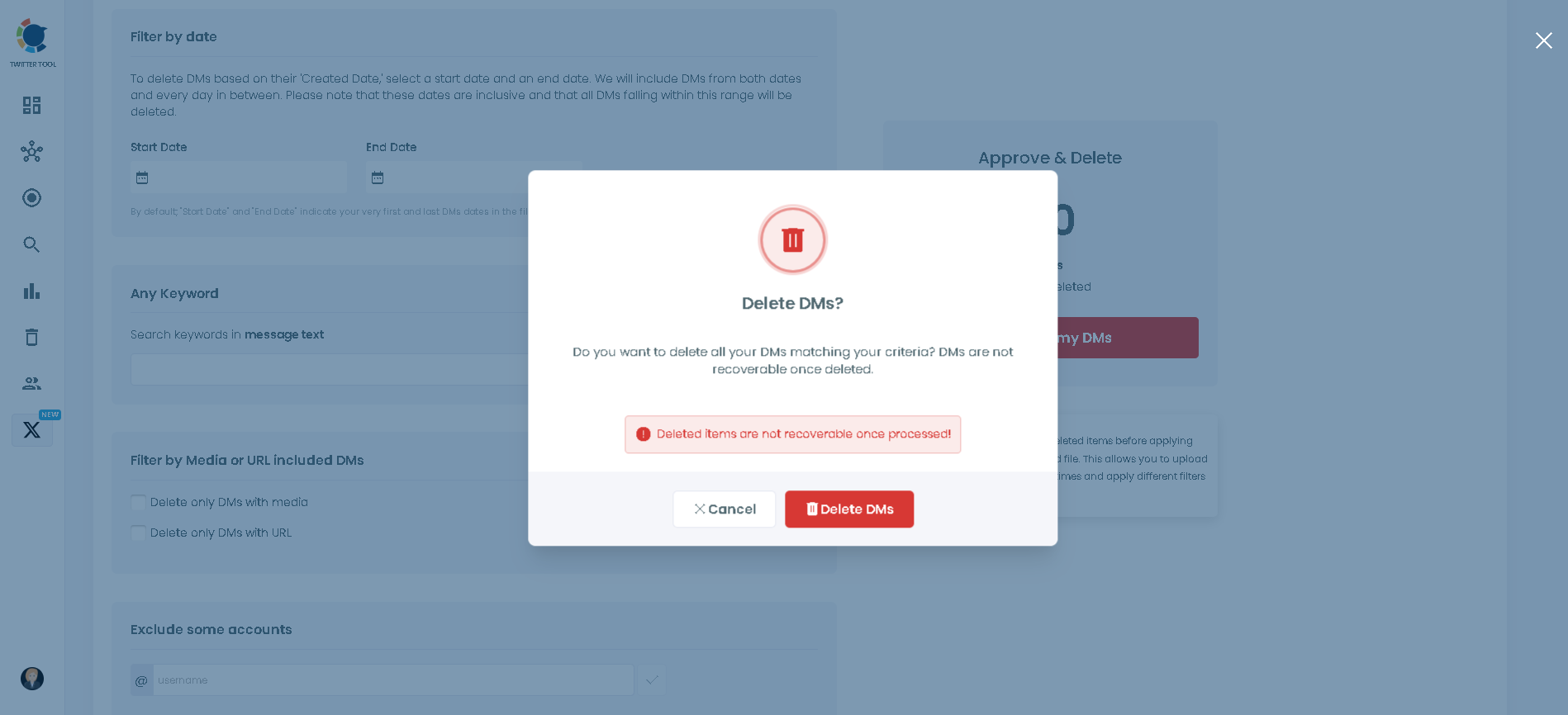 Approve Twitter DM deletion process