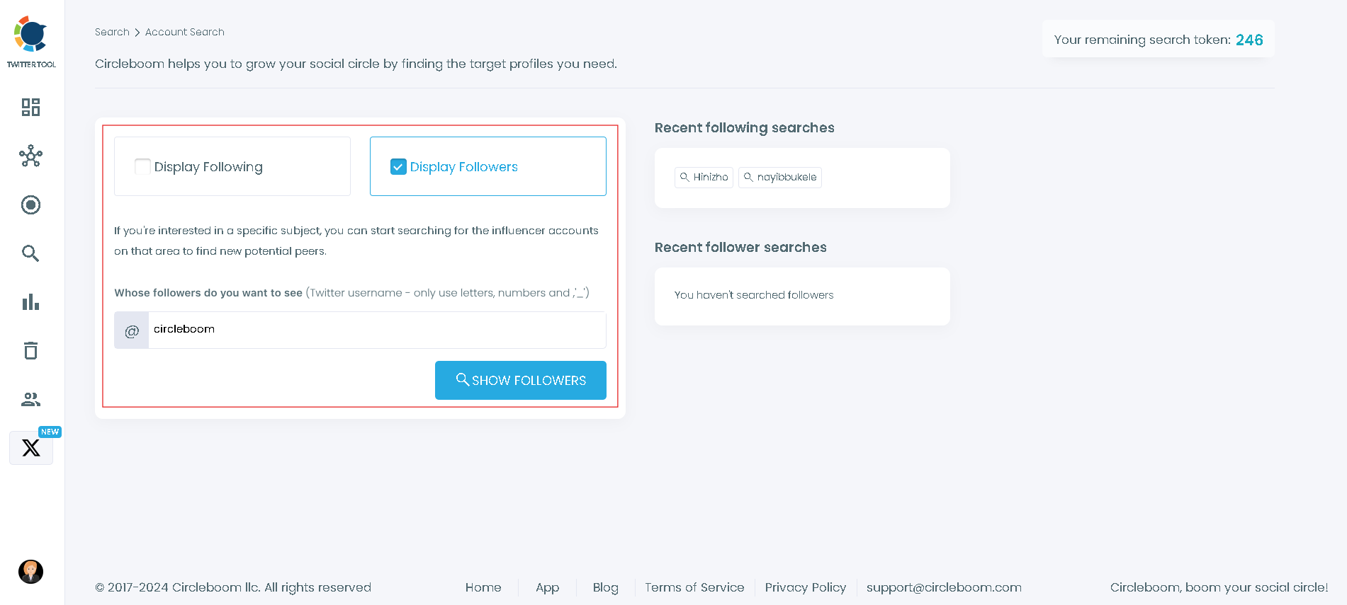 Find mutual followers on Twitter with Circleboom's account search