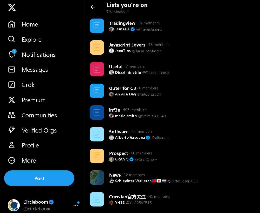 Check what lists you are on Twitter