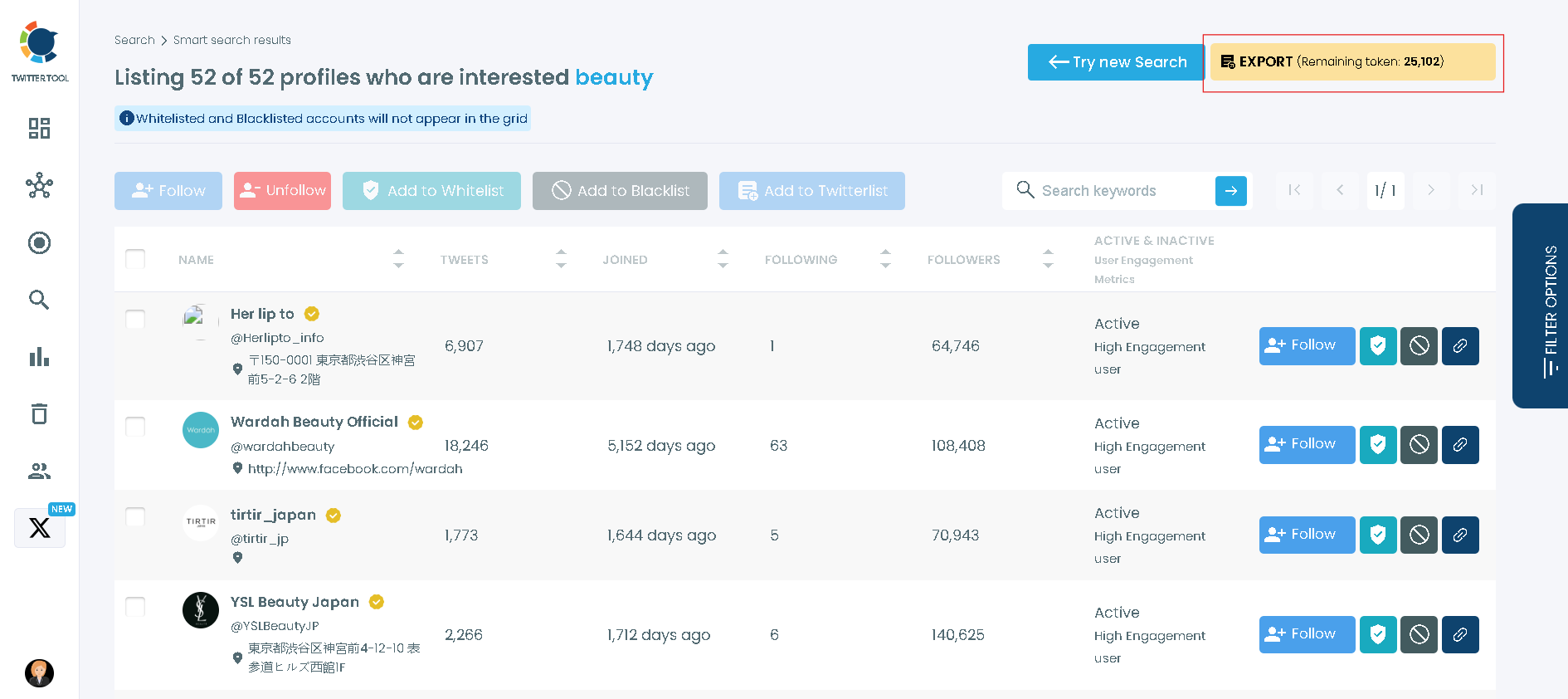 List and export Twitter accounts with Circleboom