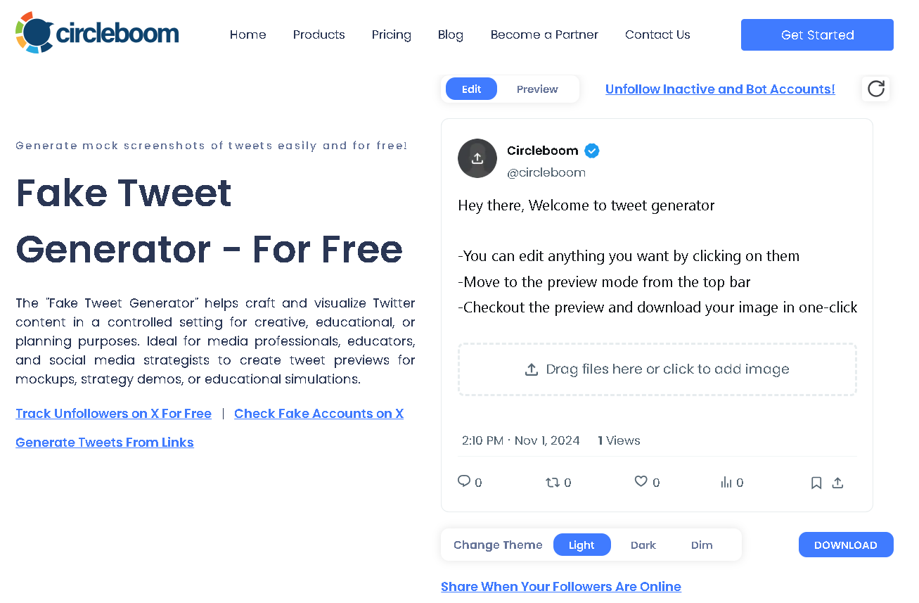 Circleboom's free fake tweet generator