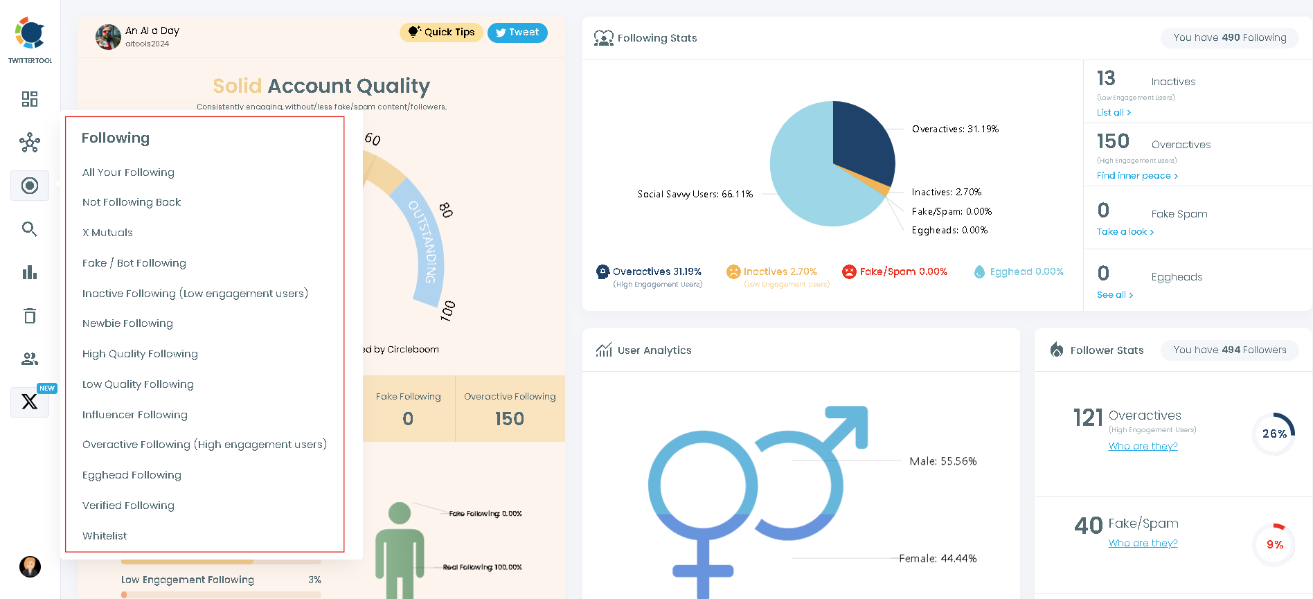 Find who to unfollow with Circleboom