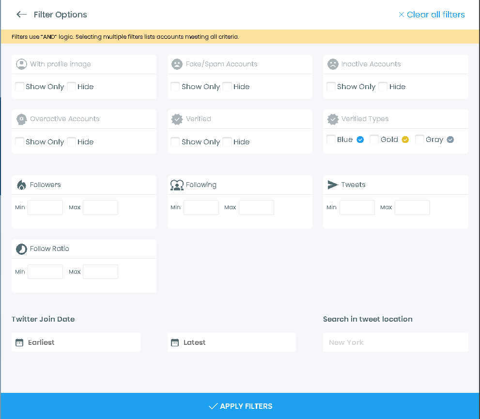 Filters help you identify all people you follow on Twitter