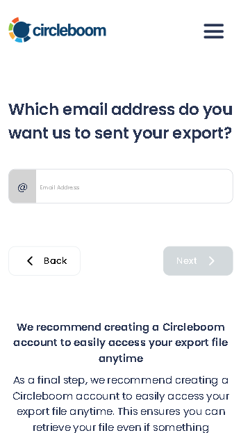 Circleboom sends you the downloaded tweets in the email