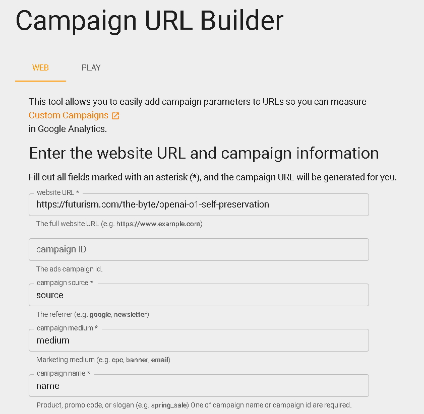 You can create UTM parameters for social media via Google's tool