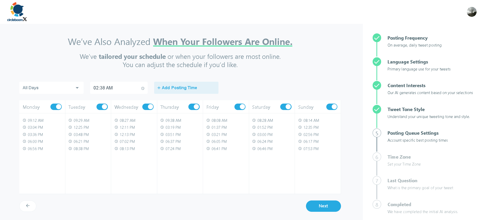 The time slots of your Twitter content calendar