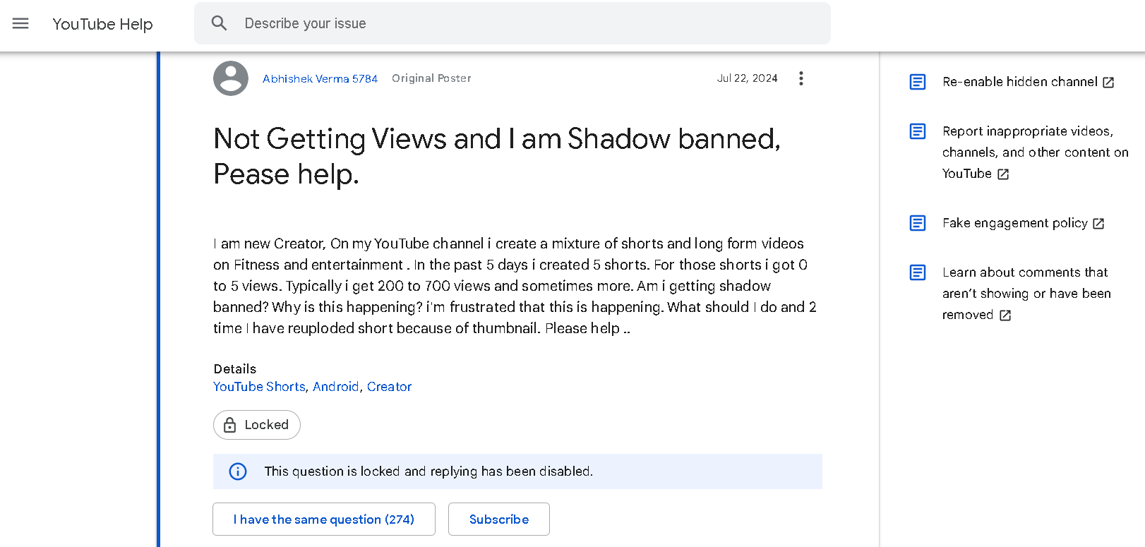 YouTube may shadowban channels