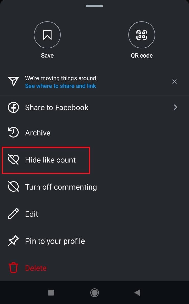 Hide like count to hide your likes on Instagram