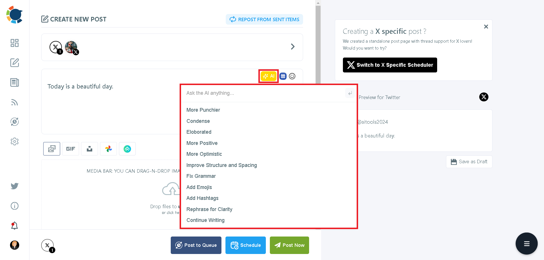 Circleboom's AI lets you create or improve your content