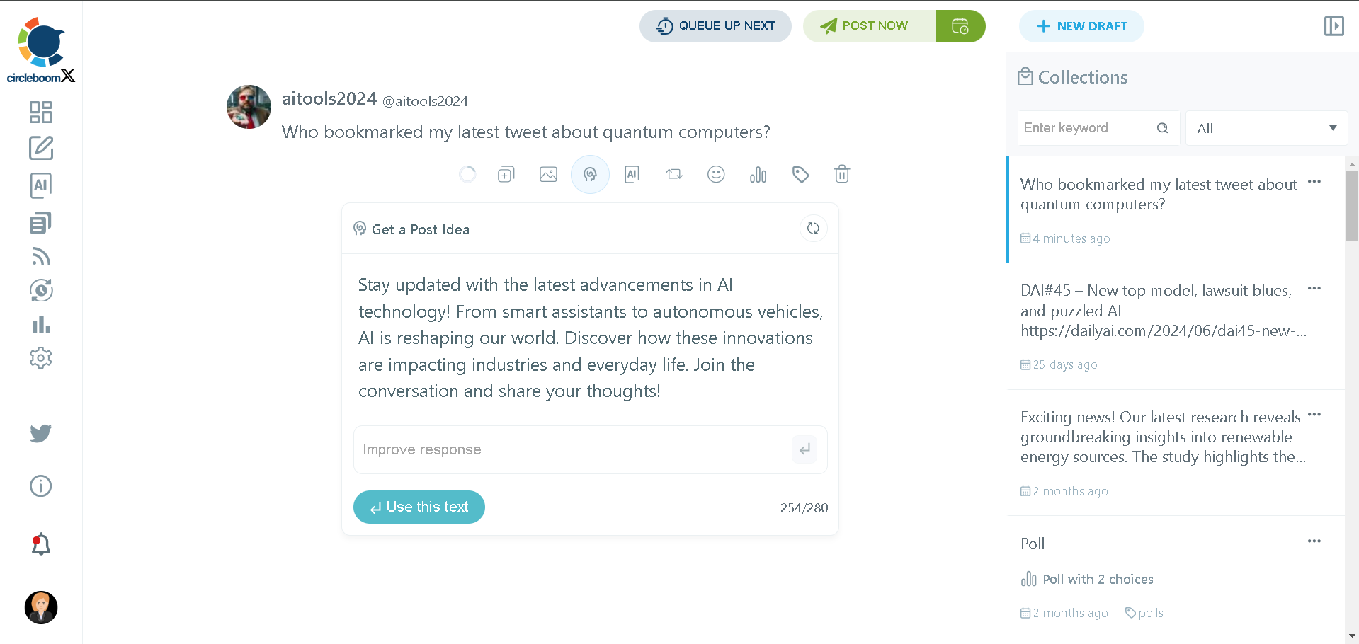 Circleboom has an advanced AI tweet generator