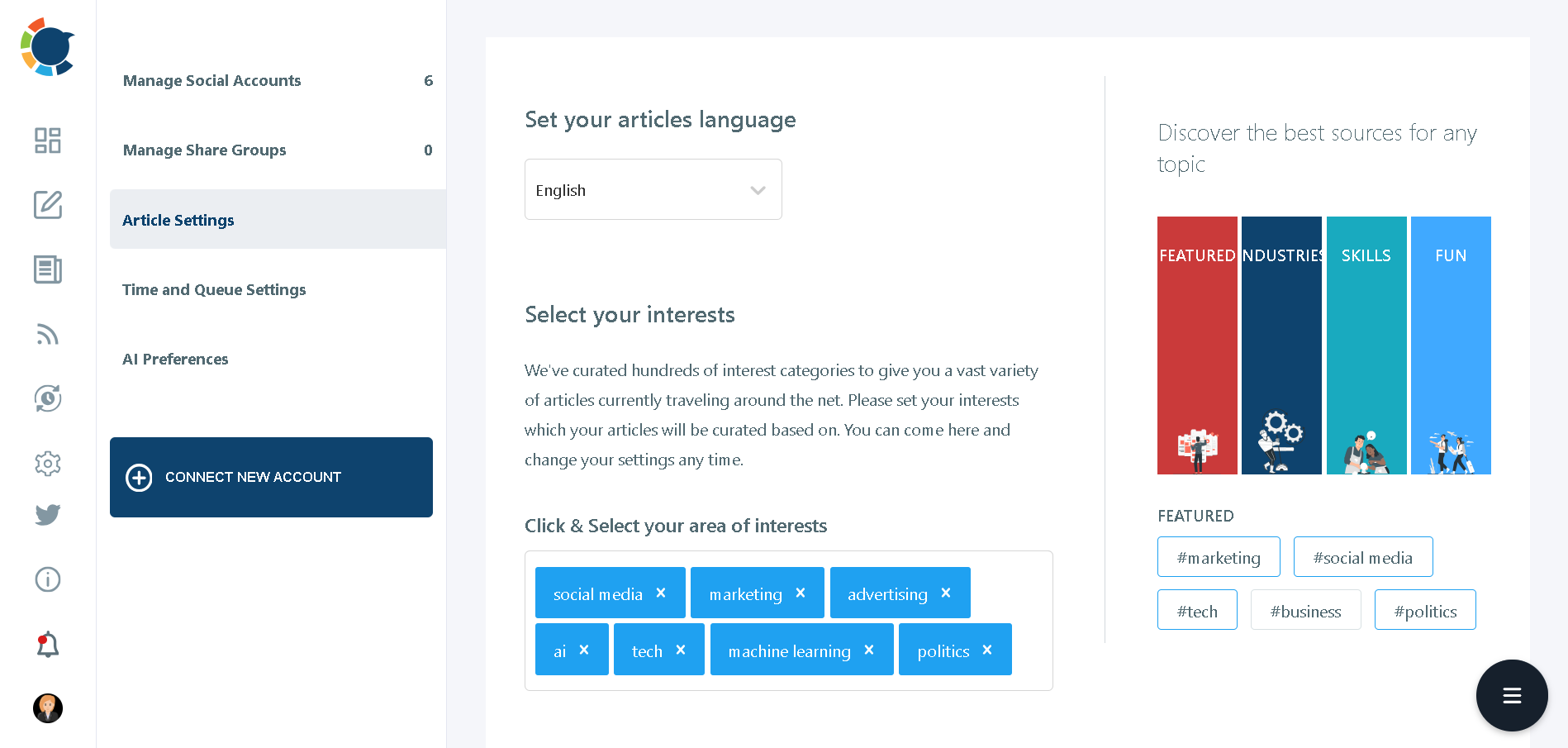 Set your article preferences