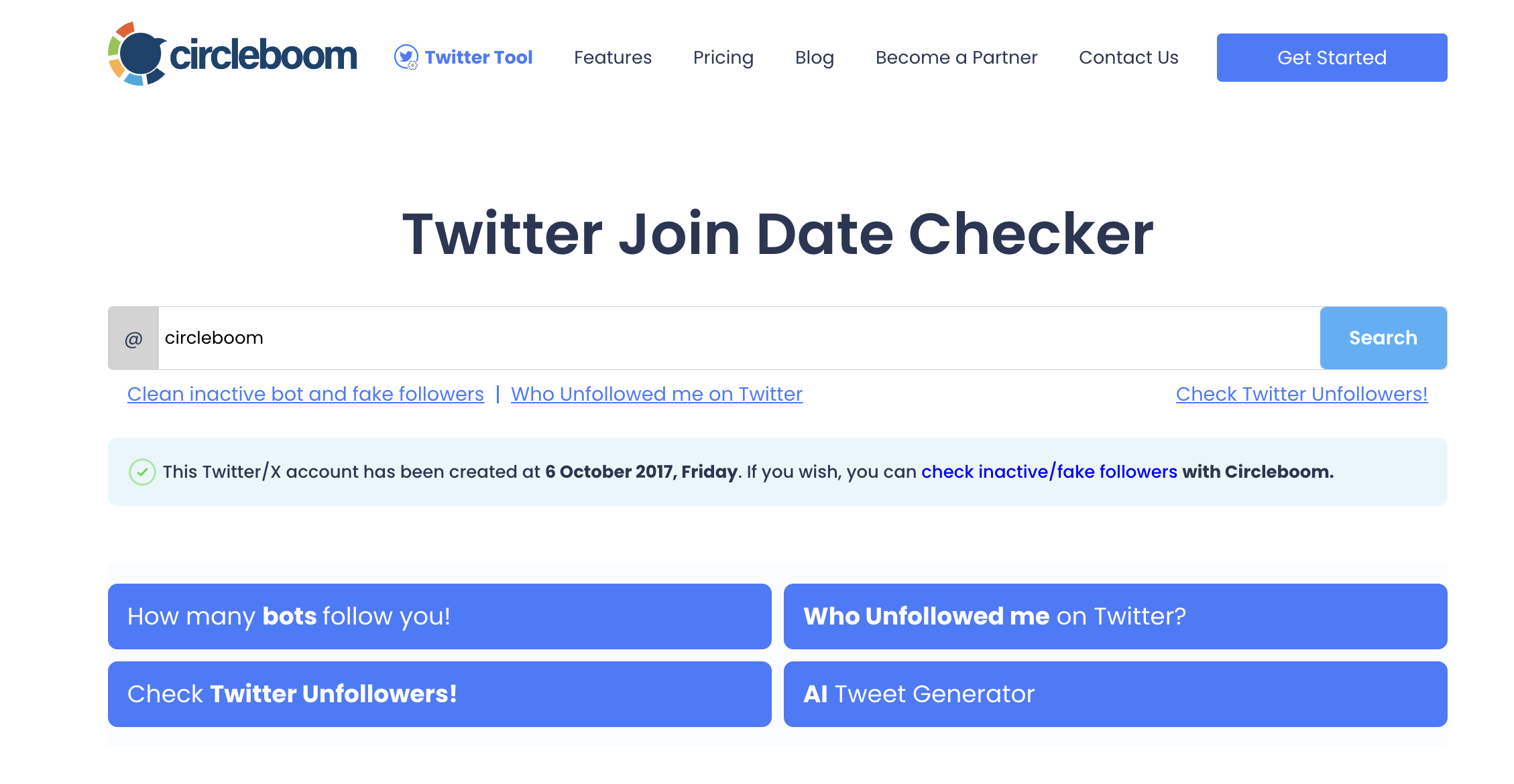 Circleboom Twitter Join Date Checker