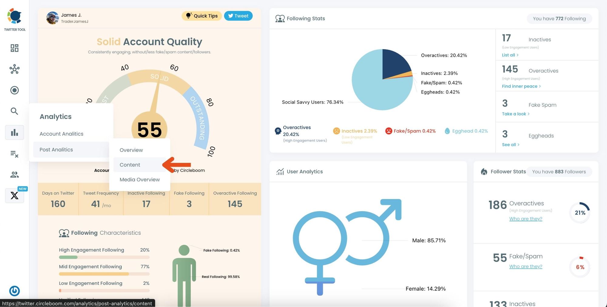 Navigate to the Analytics Menu