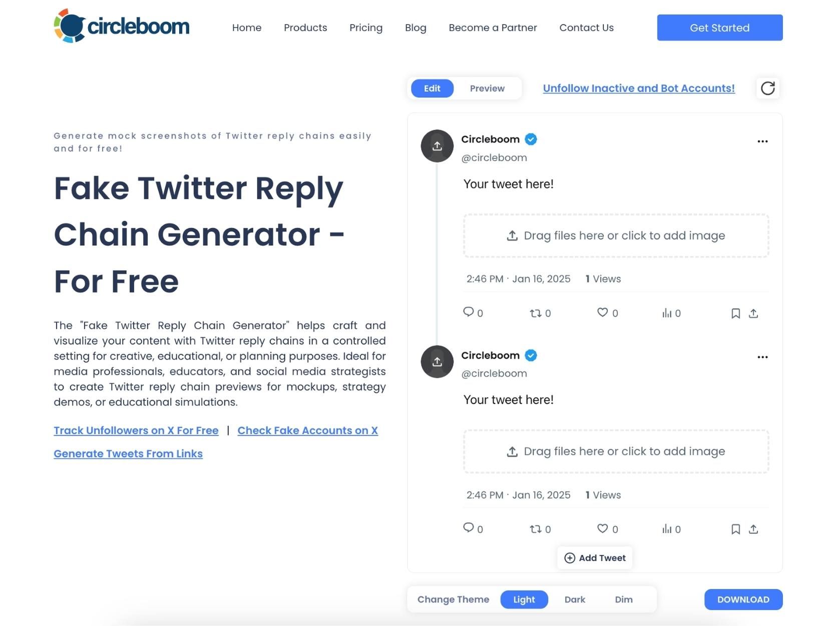 Fake Twitter Reply Chain Generator