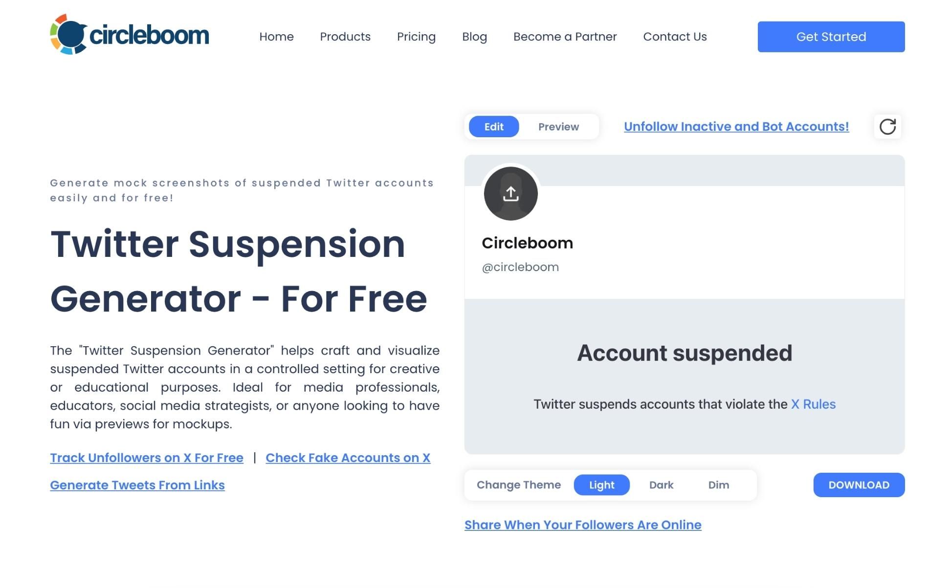 Navigate to the Twitter Suspension Generator page. 