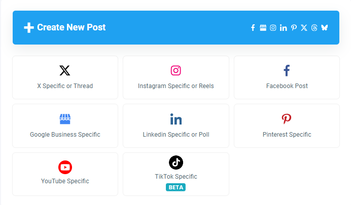 Create posts on multiple platforms