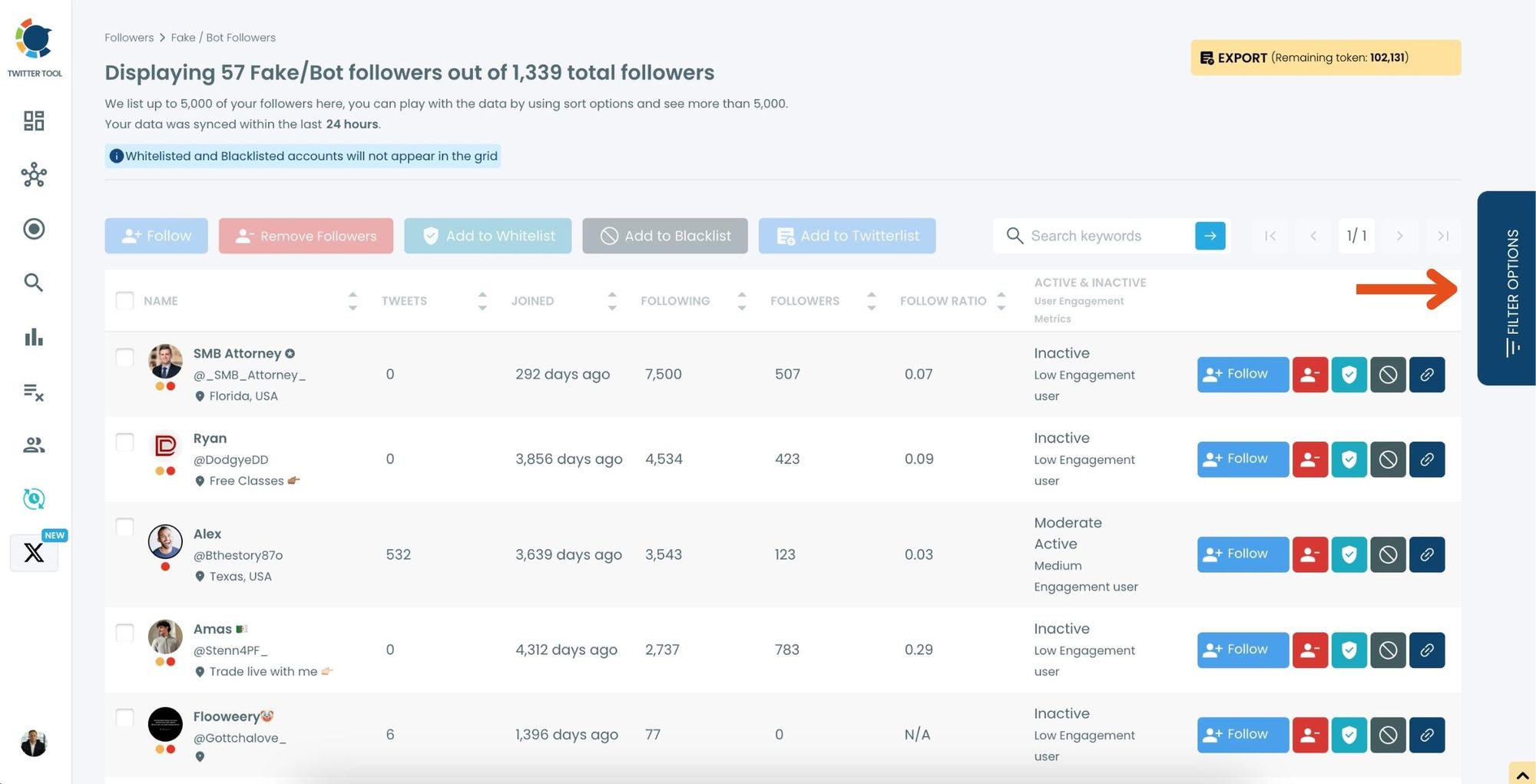 View and Filter Followers