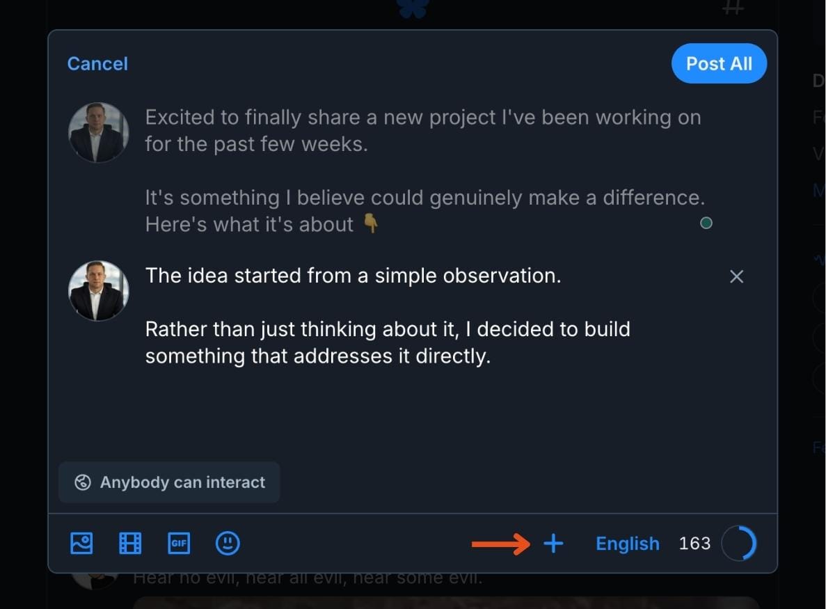 Add new post button