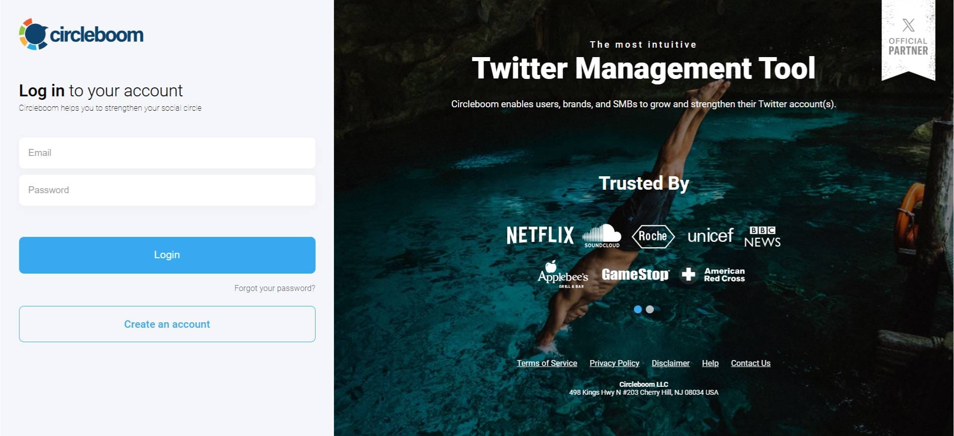 Circleboom Twitter login page