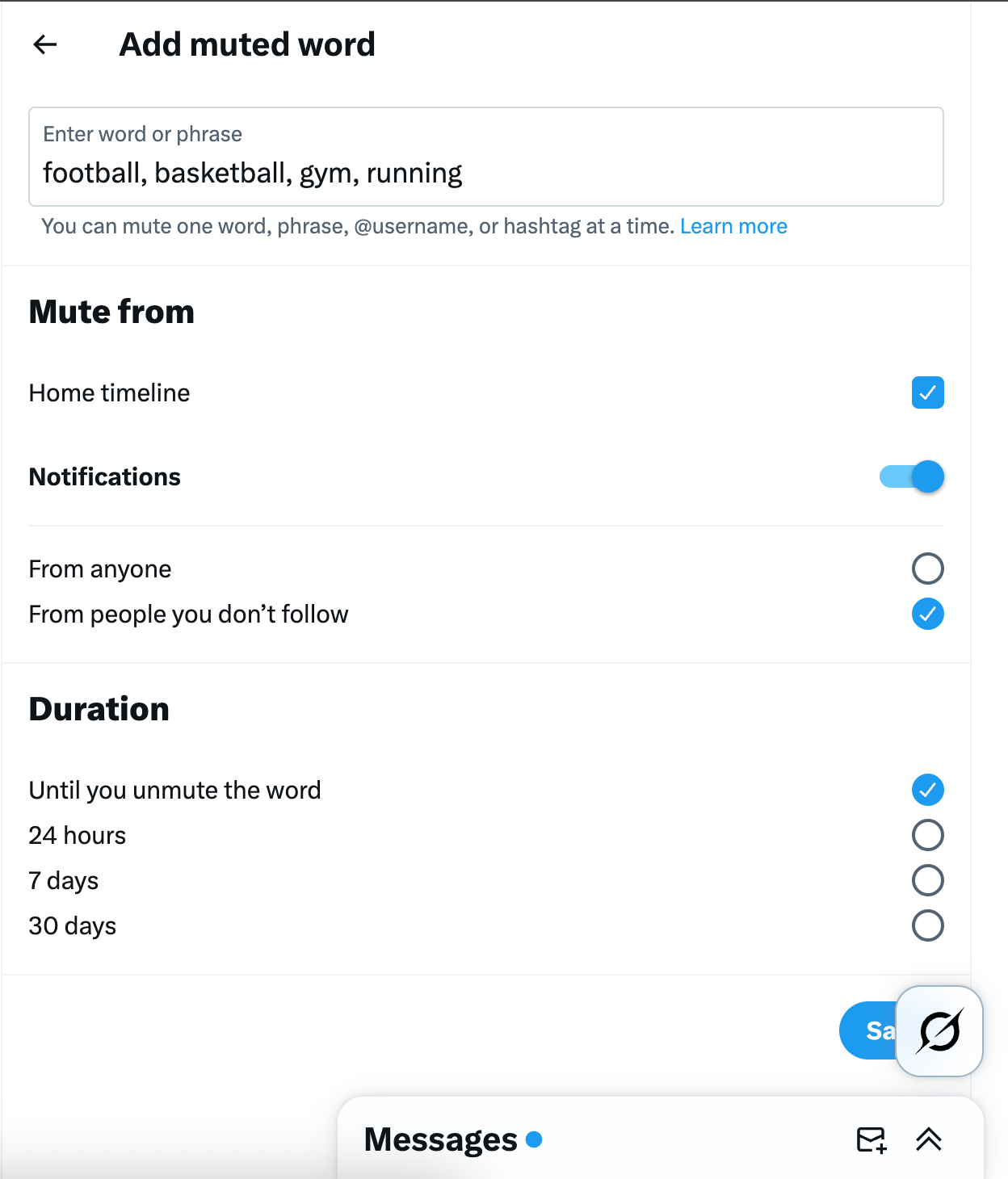 Add muted word