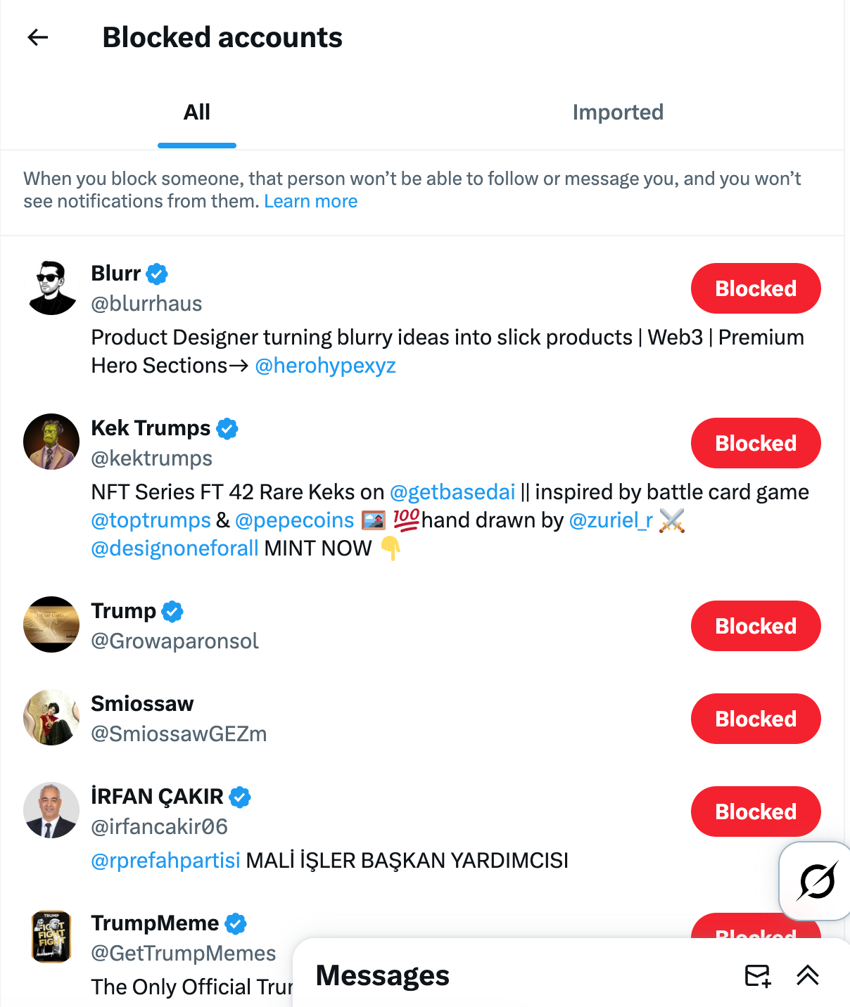Click Blocked accounts to open your full list