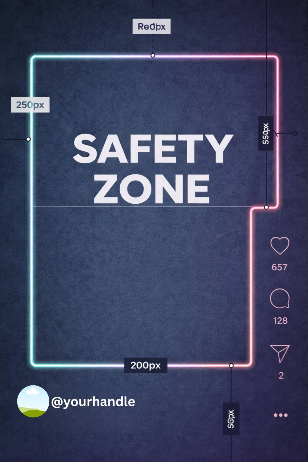 Instagram Safety Zone Template Style E: Dark / neon (night mode)