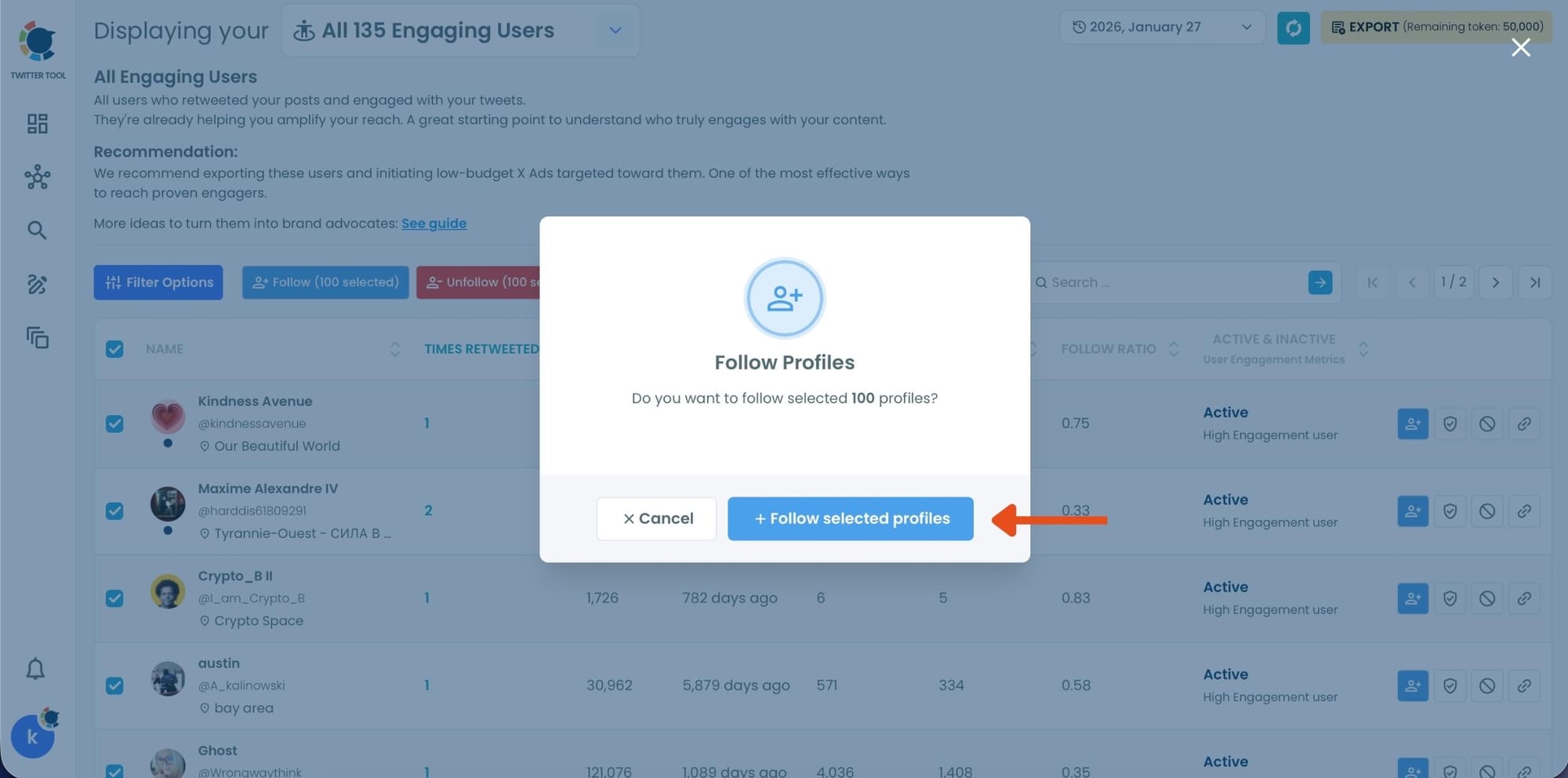 Follow Them with One Click