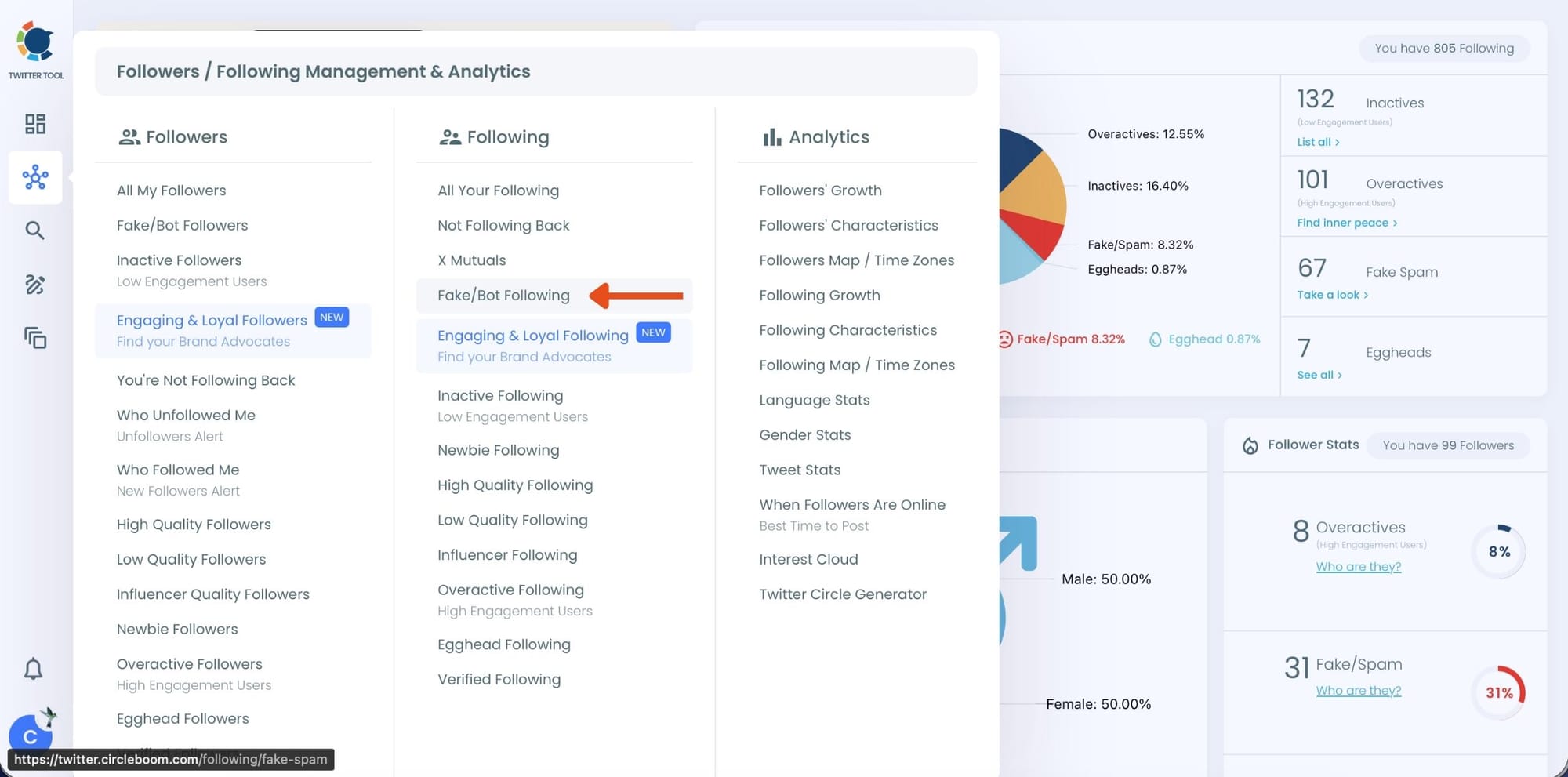 Followers / Following Management & Analytics.