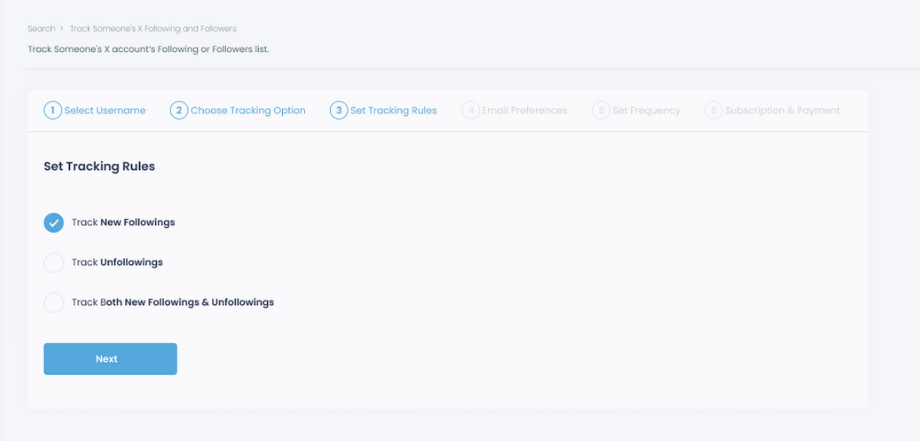 Track New Followings