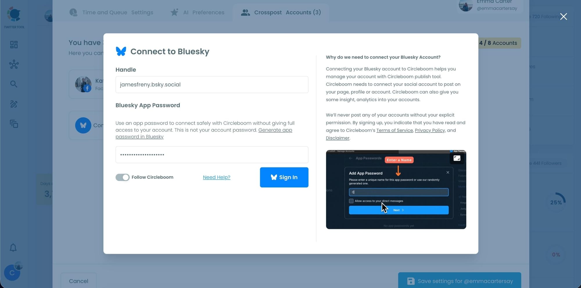Connect Bluesky Account