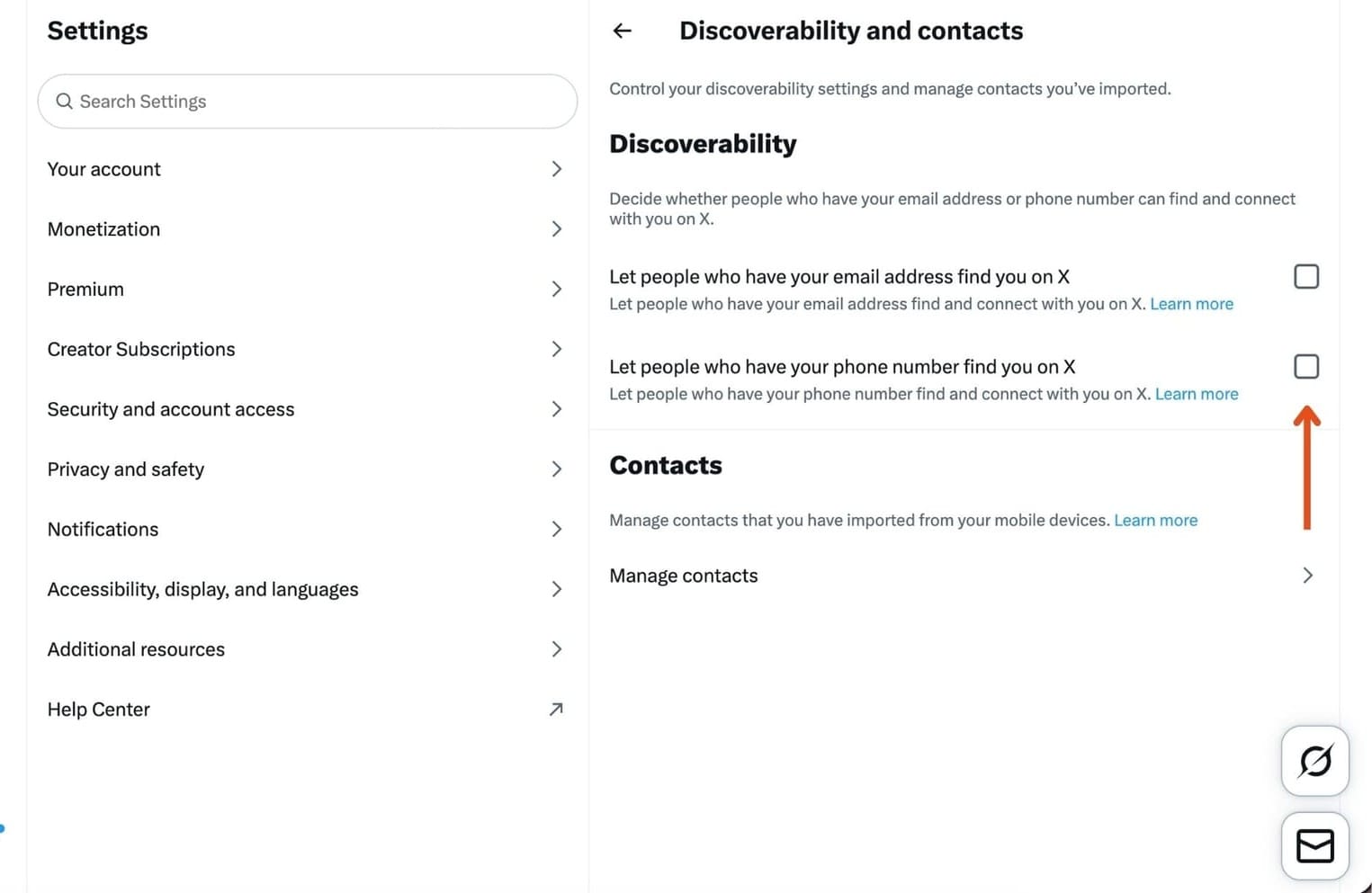 Email and Phone Number Discoverability