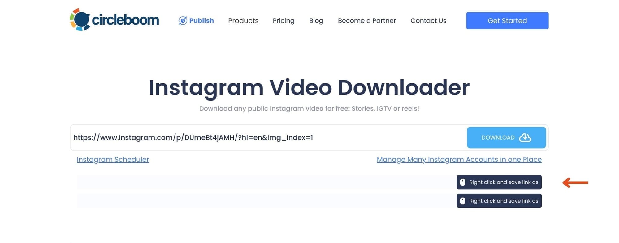 Right-click on the download link