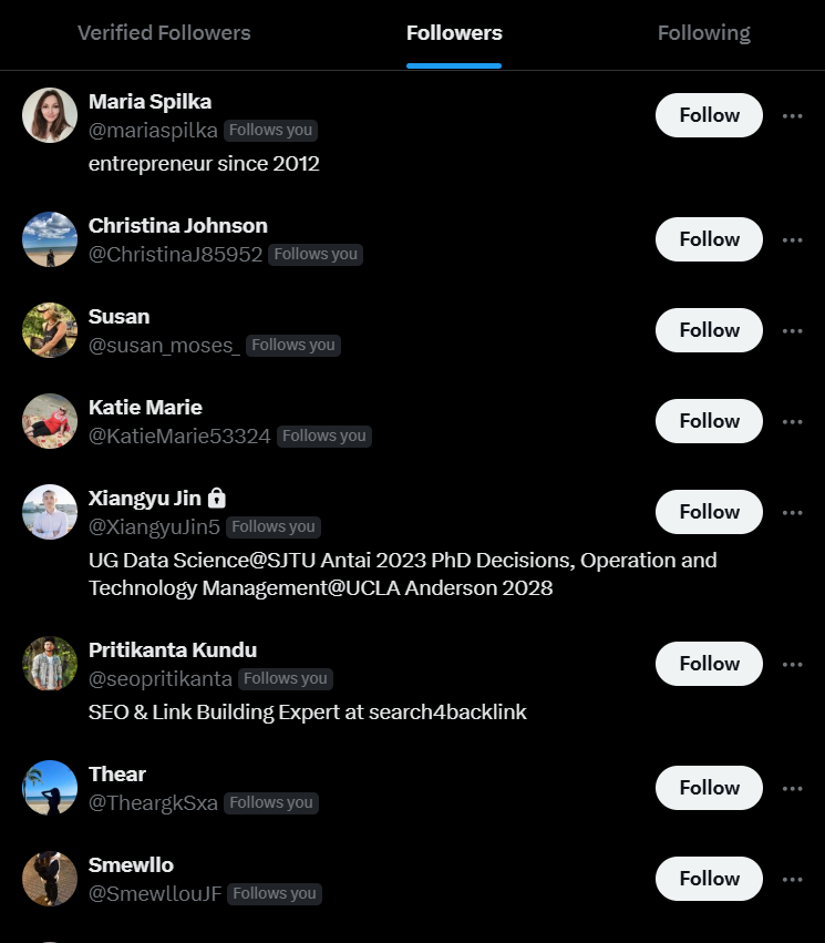 An Example Follower List 