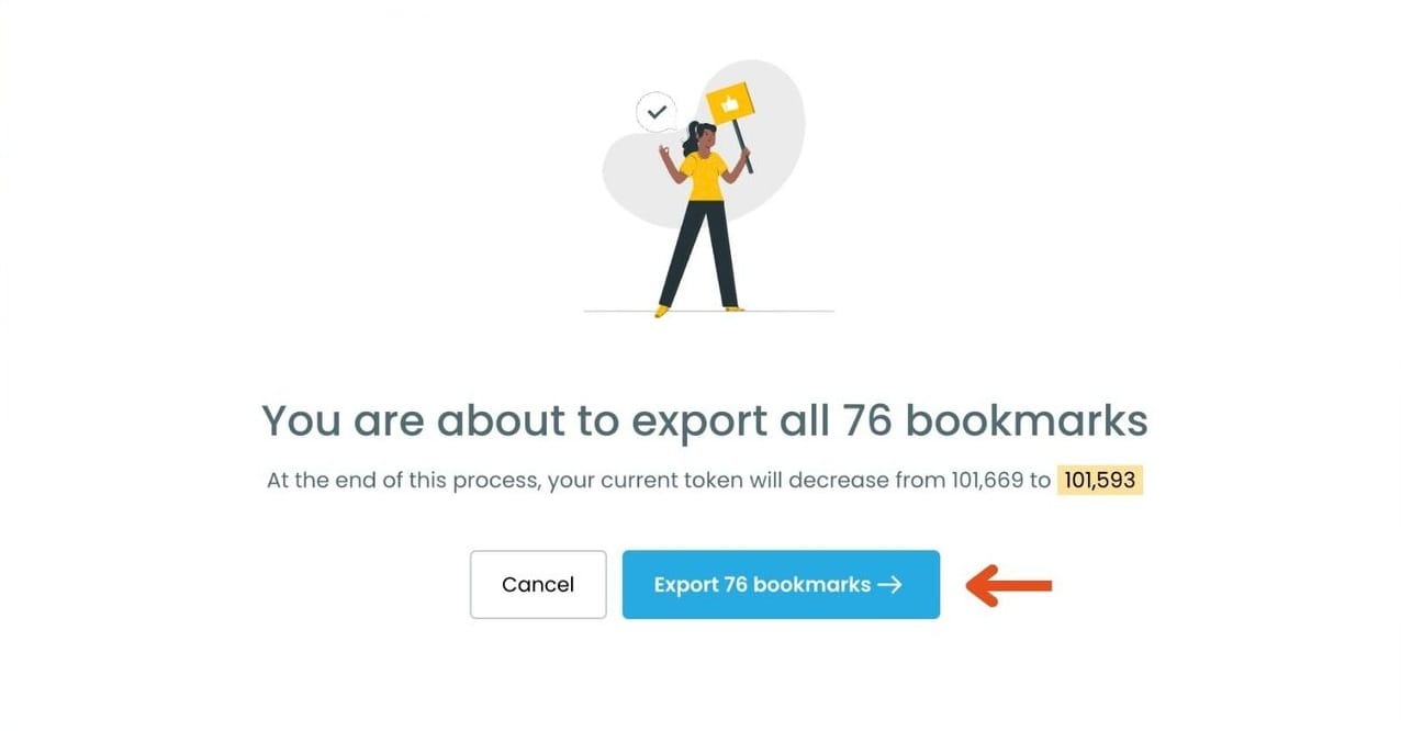 Click “Export X bookmarks”