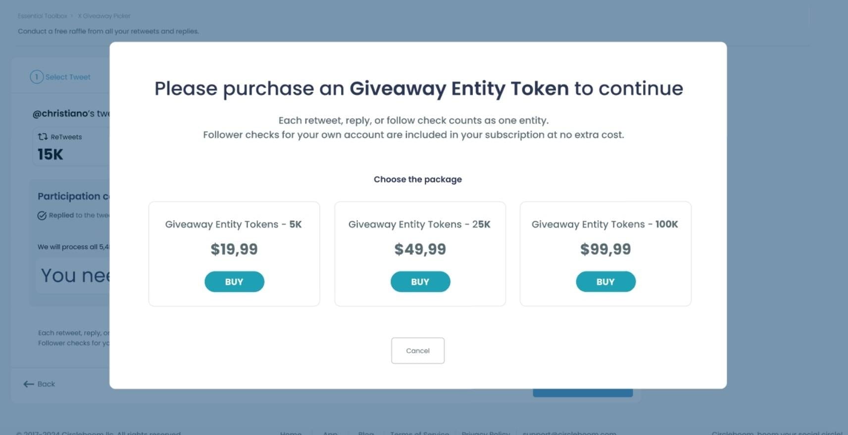 Payment and purchase token package