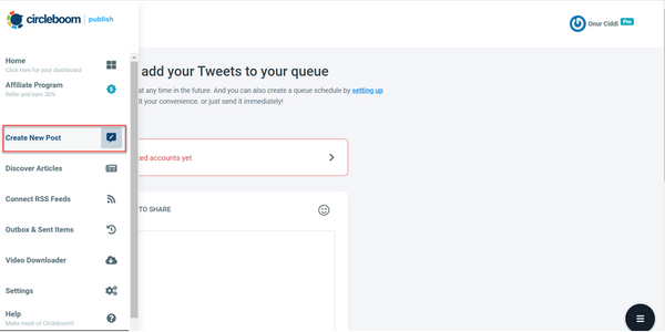 To go create a post page, choose the account you want to post.