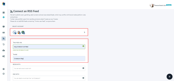 Post RSS Feeds to your multiple social media accounts