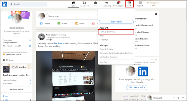 Me > Settings & Privacy