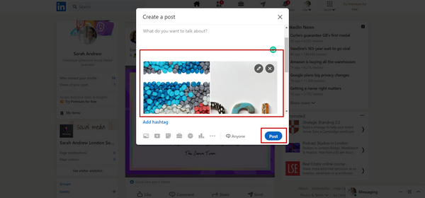 You can preview your multiple images on LinkedIn before publishing